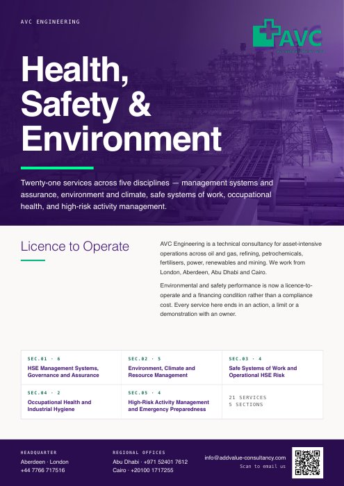 Health, Safety & Environment capability statement cover