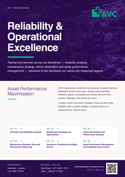 Reliability & Operational Excellence capability statement cover