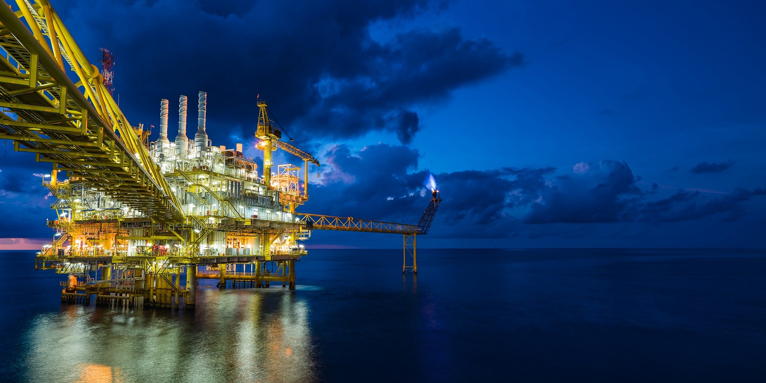 Offshore production facility at night